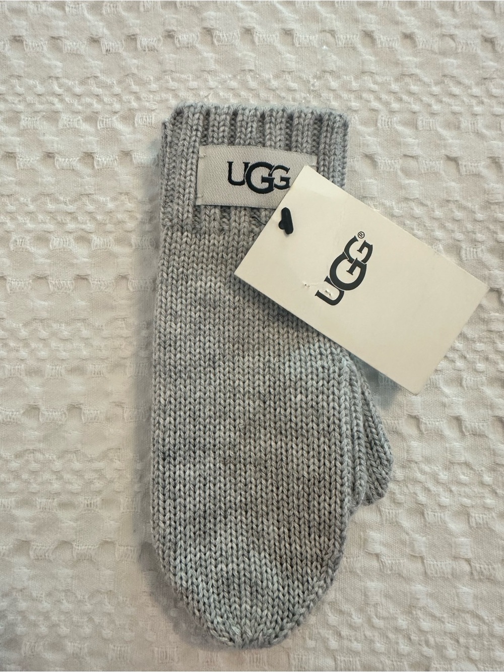 UGG Kids Light Gray Knit Mittens